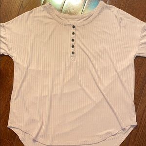 American Eagle light pink Henley long sleeve shirt
